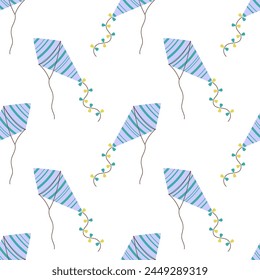seamless pattern with cartoon kite, cute texture for baby textiles, fabric design, wrapping, wallpaper