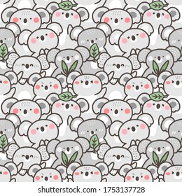 Seamless Pattern of Cartoon Koala Bear Illustration