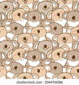 Seamless Pattern of Cartoon Koala Bear Illustration