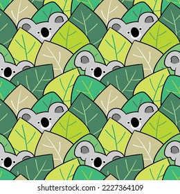 Nahtlose Muster von Cartoon Koala Bär und Leaf Illustration Design