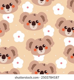 seamless pattern cartoon koala. cute wallpaper for textile, gift wrap paper