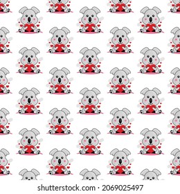Seamless pattern cartoon koala holding heart design