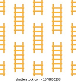 Patrón sin foco con escalera de caricatura, escaleras de fondo blanco. Herramienta de jardinería. Ilustración vectorial para cualquier diseño.
