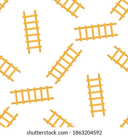 Seamless pattern with cartoon ladder, stairs on white background. Gardening tool. Vector illustration for any design.
