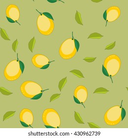 Seamless pattern with cartoon lemons. Fruits repeating background. Endless print texture. Fabric design. Wallpaper