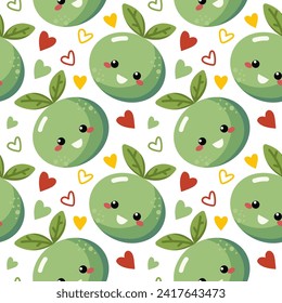 seamless pattern cartoon lime character. cute fruit wallpaper for gift wrap paper, textile