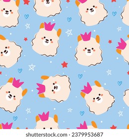 seamless pattern cartoon llama. cute animal wallpaper illustration for gift wrap paper