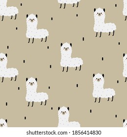Seamless pattern with cartoon llama. for fabric print, textile, gift wrapping paper. colorful vector for kids, flat style