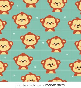 seamless pattern cartoon monkey. cute animal wallpaper for fabric print, gift wrap paper