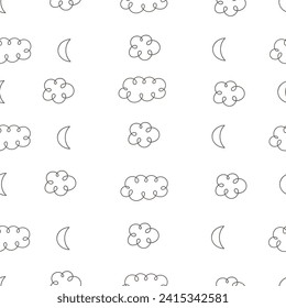 seamless pattern with cartoon moon, cloud. Colorful vector flat style for kids. Space. hand drawing. baby design for fabric, print, wrapper, textile