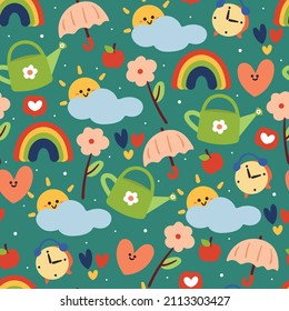 seamless pattern cartoon morning stuff and view. for kids wallpaper, fabric print, gift wrapping paper