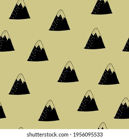 seamless pattern with cartoon mountains. Colorful vector flat style for kids. hand drawing. baby design for fabric, print, wrapper, textile