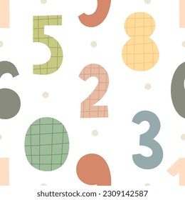 Seamless pattern with cartoon number. colorful vector for kids. hand drawing, flat style. Baby design for fabric, print, textile, wrapper



