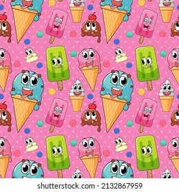 Seamless pattern cartoon on pink background illustration