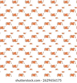 Seamless Pattern of Cartoon Orange Cats on White Background