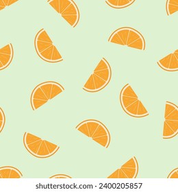 Nahtlose Muster Cartoon Orangen Früchte, Vektorgrafik von Zitrusscheiben. Hintergrund, Tapete mit saftigen, hellen Früchten.