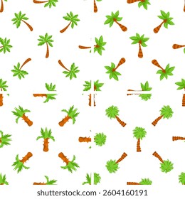 Seamless pattern with cartoon palm trees showing summer vibes