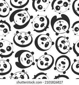 Seamless pattern with cartoon panda.