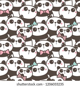 Seamless Pattern with Cartoon Panda Design