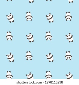 Seamless Pattern with Cartoon Panda Design on Blue Background