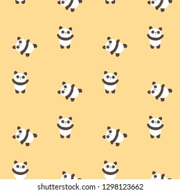 Seamless Pattern of Cartoon Panda Design on Yellow Background