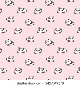 Seamless Pattern with Cartoon Panda Design on Pink Background