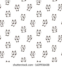 Seamless Pattern with Cartoon Panda Design on White Background
