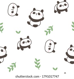 Seamless Pattern with Cartoon Panda Design on White Background 