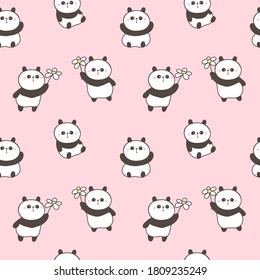 Diseño de Panda de caricatura sin problemas en fondo rosado
