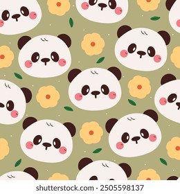 nahtloses Muster Cartoon Panda und Blume. süße Tapete für Stoffdruck, Geschenkpapier