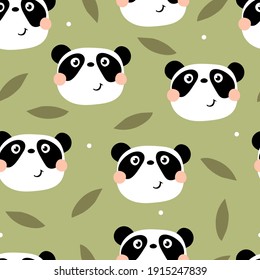 Seamless pattern with cartoon pandas. colorful vector for kids. hand drawing, flat style. baby design for fabric, print, textile