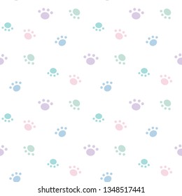 Seamless Pattern with Cartoon Paw Design on White Background