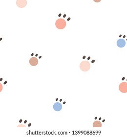 Seamless Pattern with Cartoon Paw Design on White Background
