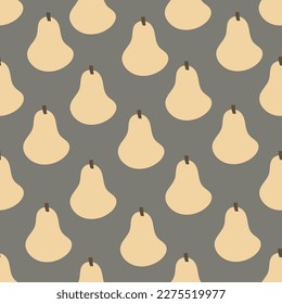 Seamless pattern with cartoon pear, decor elements on a neutral background. fruit theme. vector. hand drawing. design for fabric, print, wrapper, textile