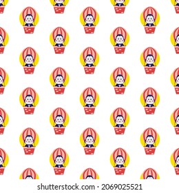 Seamless pattern cartoon penguin in balloon design