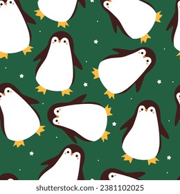seamless pattern cartoon penguin. cute animal wallpaper illustration for gift wrap paper