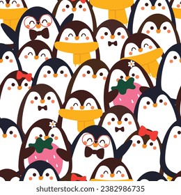 seamless pattern cartoon penguin. cute illustration design. animal pattern for gift wrap paper