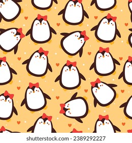 seamless pattern cartoon penguin. cute illustration design. animal pattern for gift wrap paper