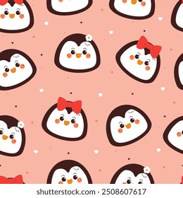 seamless pattern cartoon penguin. cute animal wallpaper for fabric print, gift wrap paper