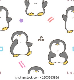 Patrón sin inconvenientes con el diseño pingüino de dibujos animados sobre fondo blanco