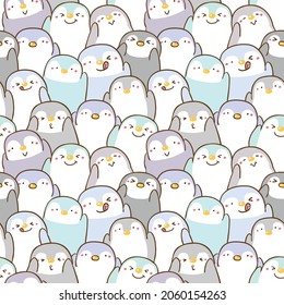 Seamless Pattern of Cartoon Penguin Illustration Design