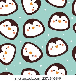 seamless pattern cartoon penguin with snowflakes. cute animal wallpaper illustration for gift wrap paper