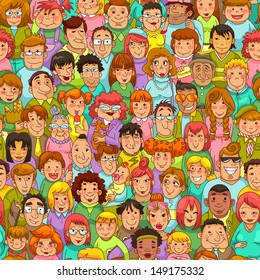 seamless pattern with cartoon people