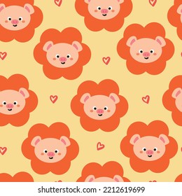 seamless pattern cartoon pig with flower. cute wallpaper for textile, gift wrap paper