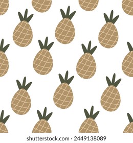 Seamless pattern with cartoon pineapple. colorful vector. hand drawing, flat style. design for fabric, print, textile, wrapper
