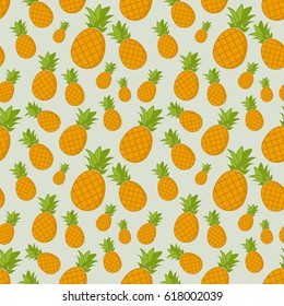 Seamless pattern with cartoon pineapples