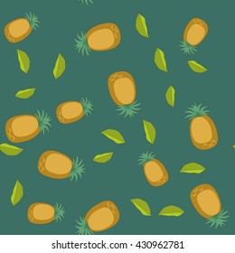 Seamless pattern with cartoon pineapples. Fruits repeating background. Endless print texture. Fabric design. Wallpaper 