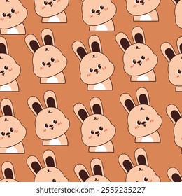 seamless pattern cartoon pink bunny. cute animal wallpaper for background, gift wrap paper