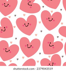 seamless pattern cartoon pink heart character. cute heart wallpaper for gift wrap paper