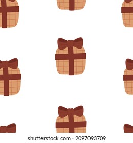 Seamless pattern with cartoon presents. Colorful vector flat for kids. hand drawing. baby design for fabric, print, wrapper, textile